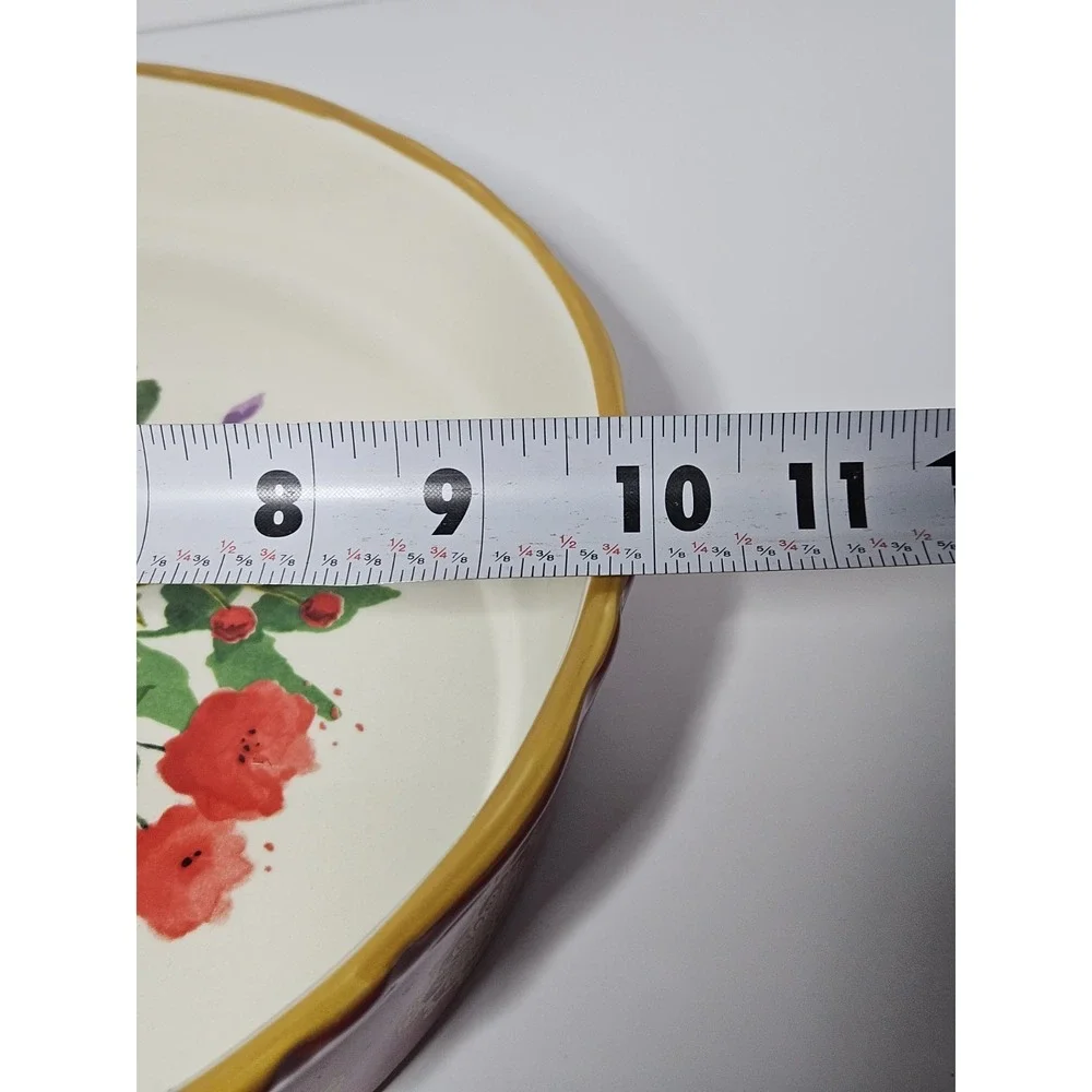 The Pioneer Woman Winter Bouquet Ceramic 10 Inch Pie Pan Bakeware Dish 2818DMT
